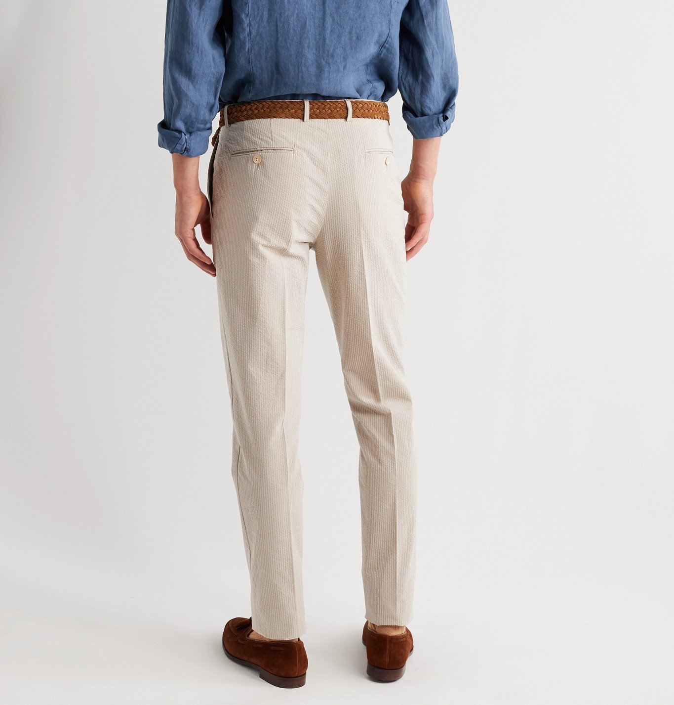 Slim-Fit Pinstriped Cotton-Seersucker 