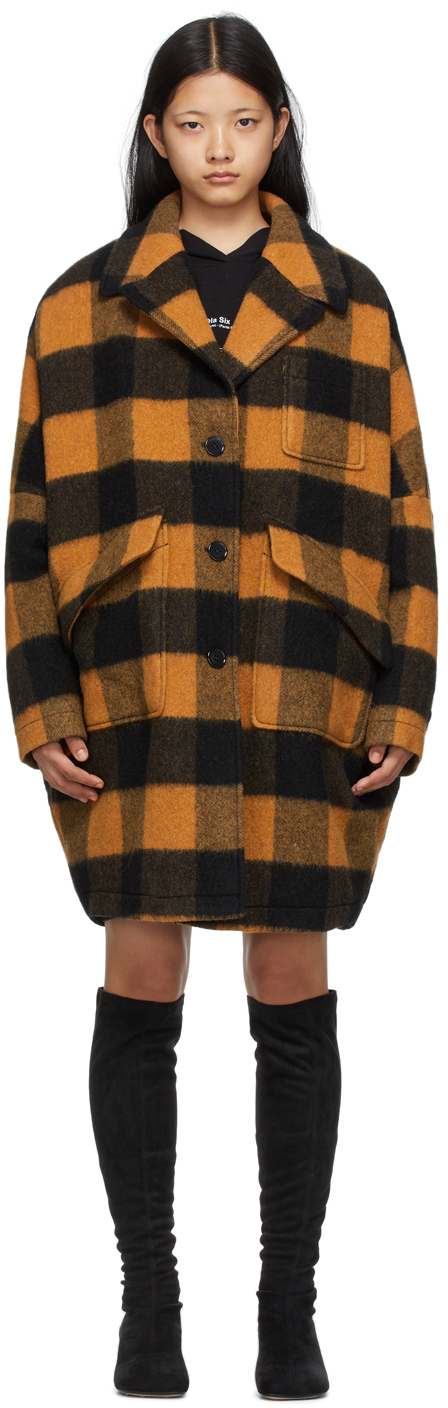 orange check coat