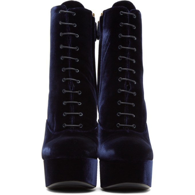 prada blue velvet boots