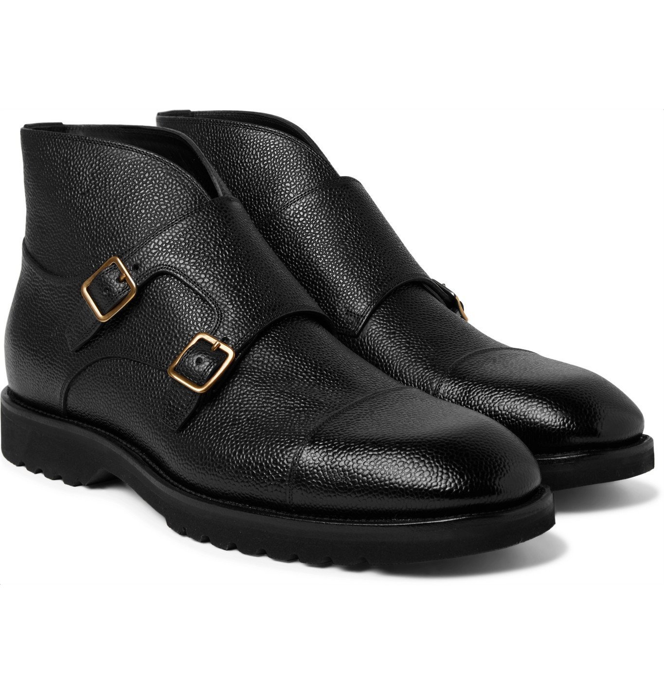 TOM FORD - Kensington Pebble-Grain Leather Monk-Strap Boots - Black TOM FORD