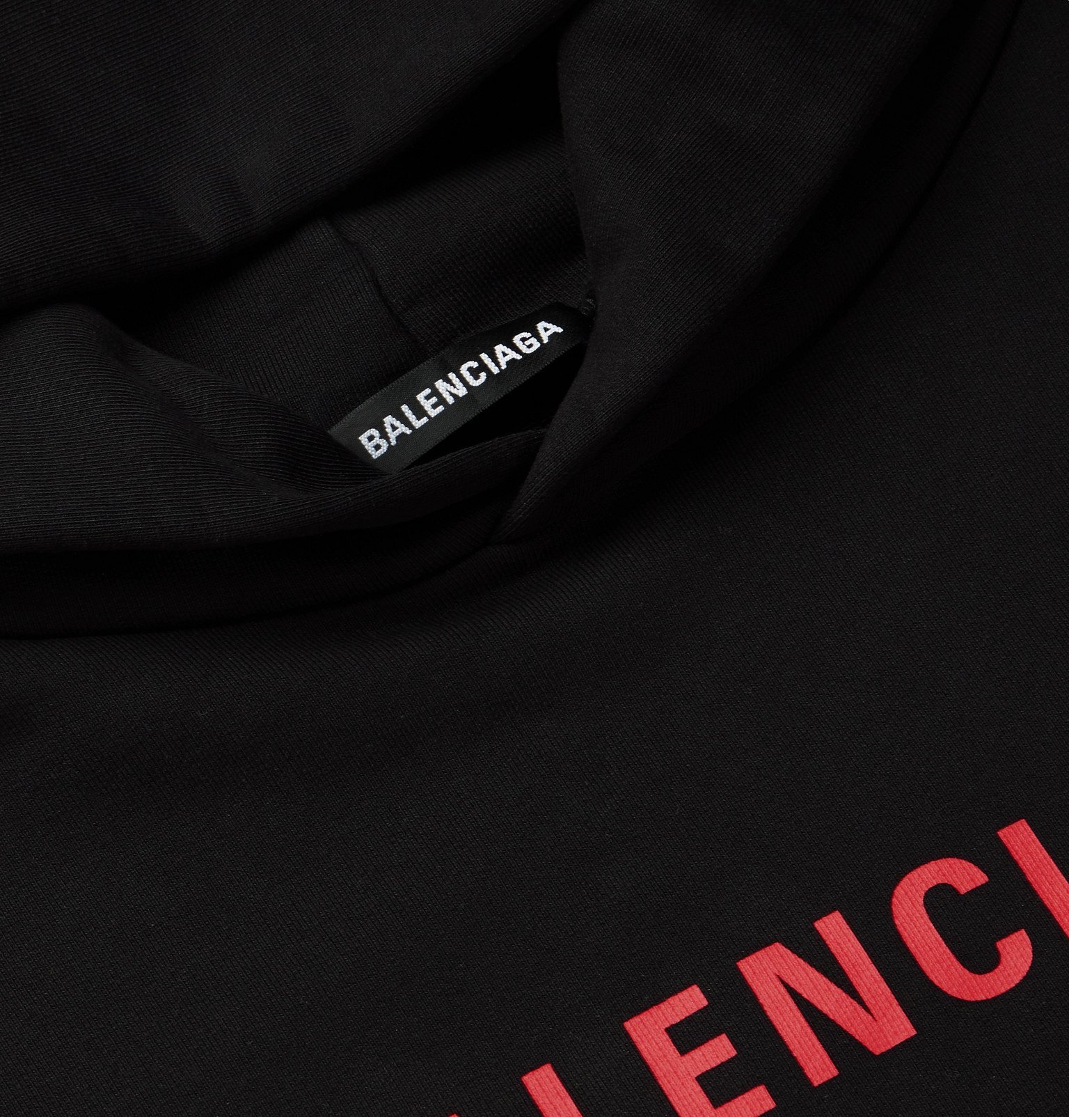 Balenciaga - Oversized Printed Fleece-Back Cotton-Jersey Hoodie - Black ...