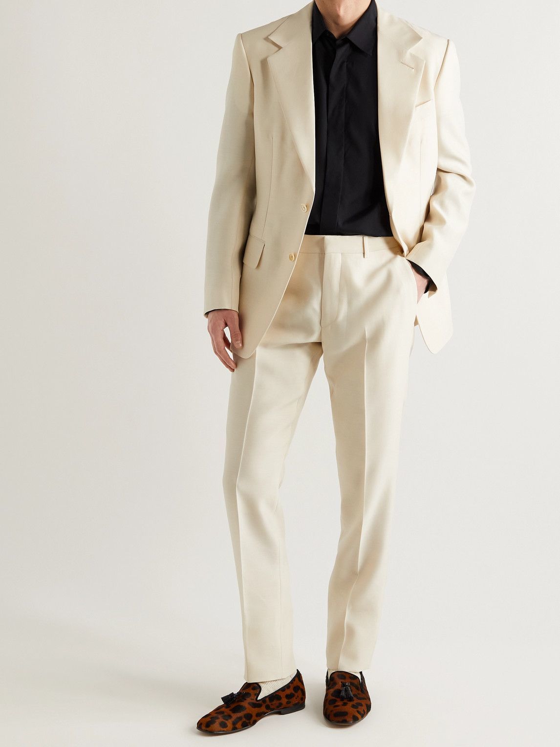 TOM FORD - Cooper Straight-Leg Wool and Silk-Blend Poplin Trousers -  Neutrals TOM FORD