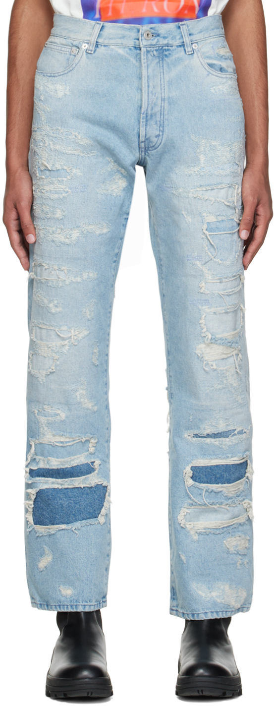 Heron Preston Blue Super Distressed Jeans Heron Preston