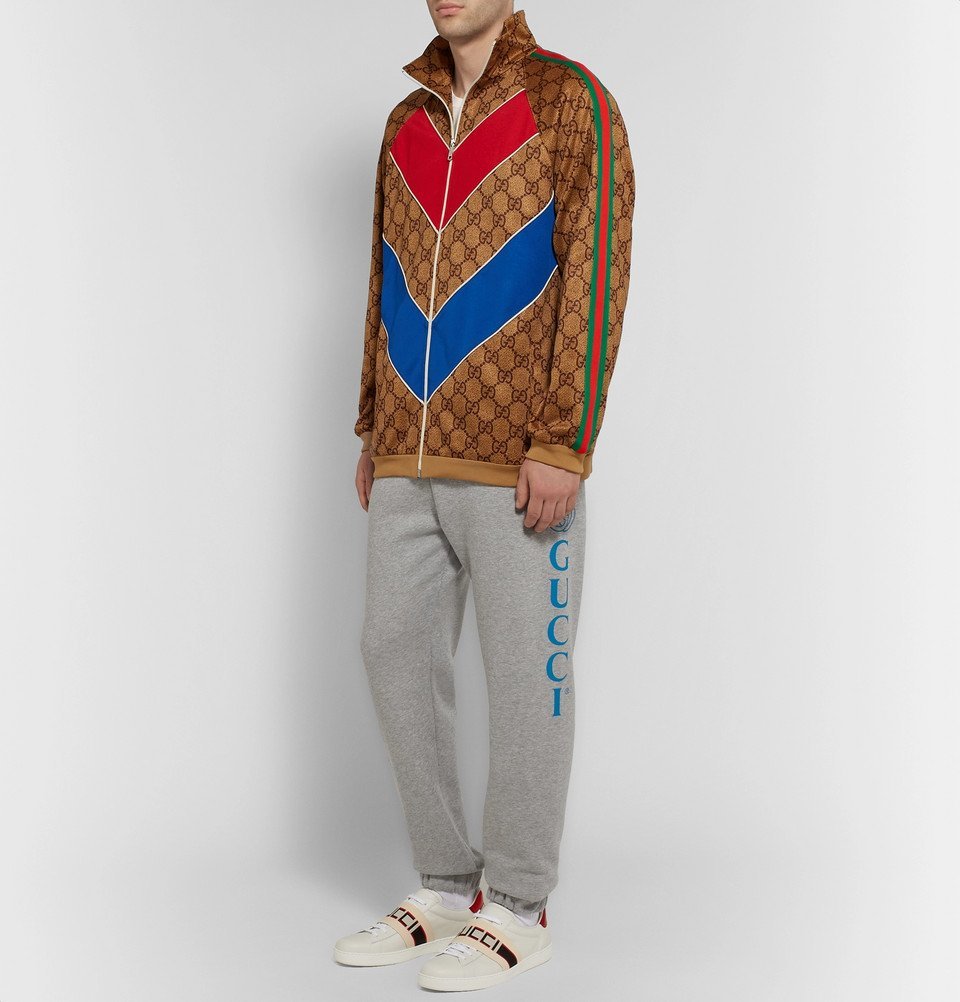 Gucci - Tapered Logo-Print Loopback Cotton-Jersey Sweatpants - Men ...