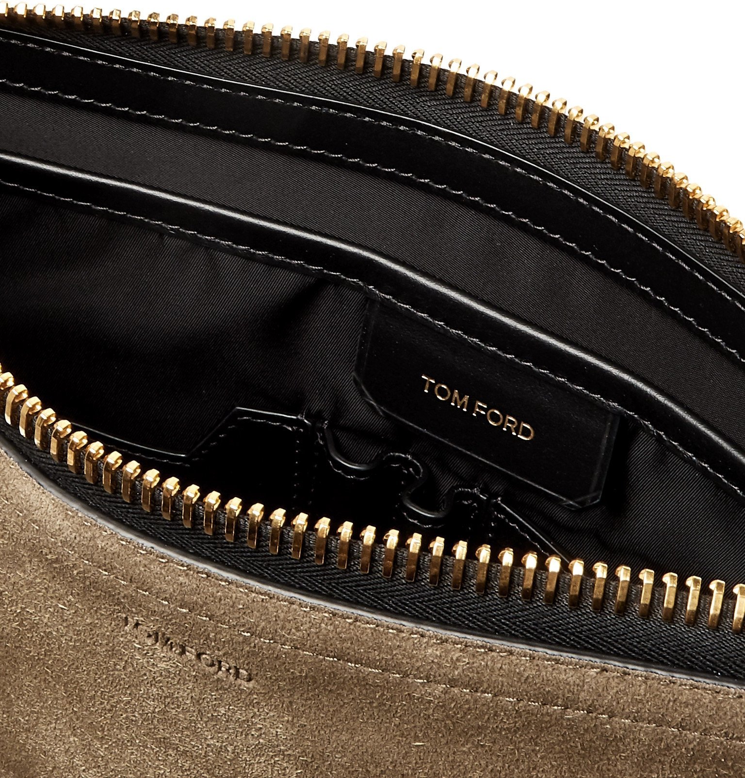 TOM FORD - Leather-Trimmed Suede Pouch - Brown TOM FORD