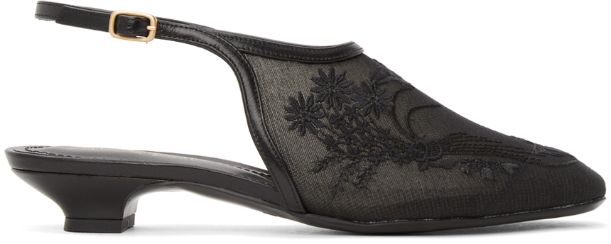 black slingback slippers
