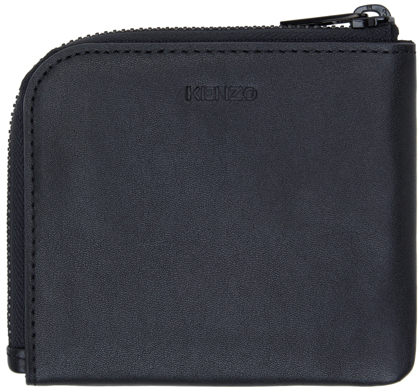 Kenzo Black Tiger Crest Small Zip Wallet Kenzo