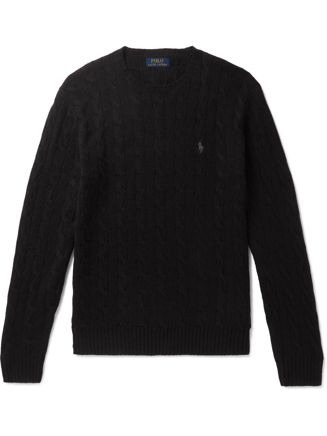 Uforglemmelig Bungalow damp Polo Ralph Lauren - Cable-Knit Merino Wool and Cashmere-Blend Sweater - Black  Polo Ralph Lauren