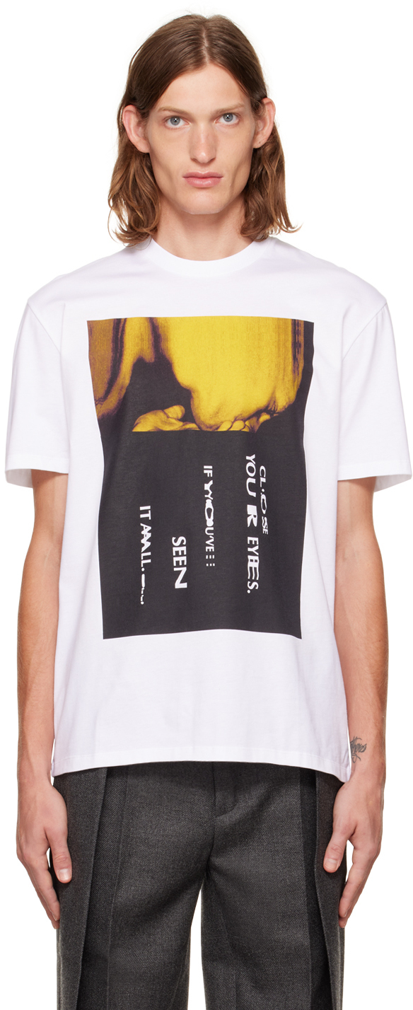 T/SEHNE SSENSE Exclusive White 'Close Your Eyes' T-Shirt