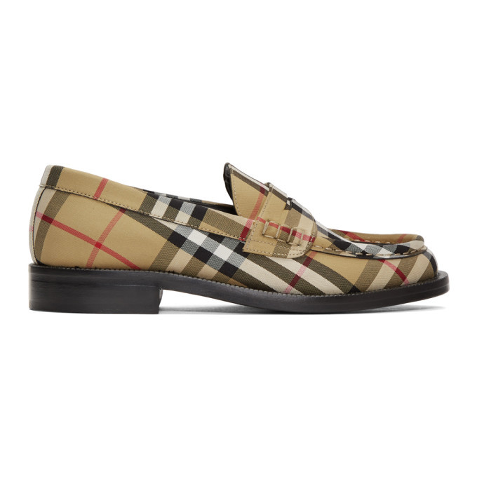 Photo: Burberry Beige Check Bedmont Loafers