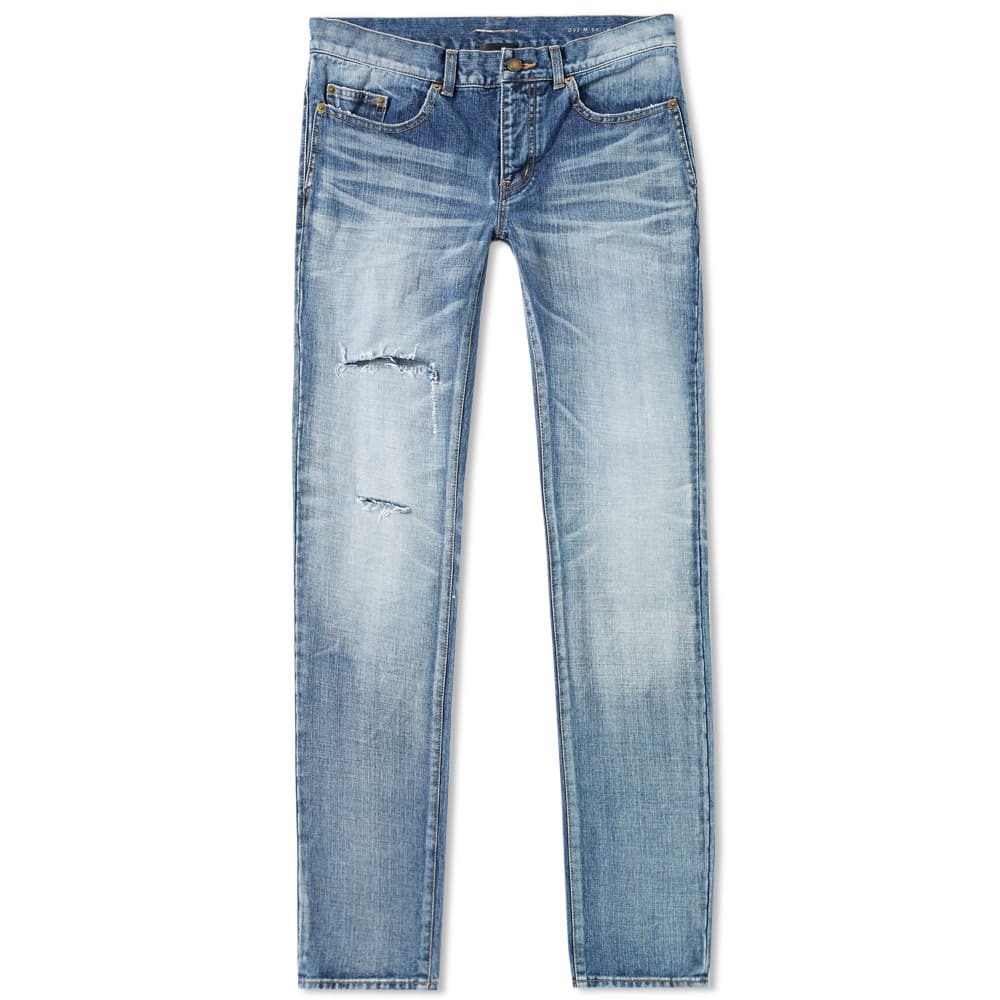 Saint Laurent Skinny Fit Destroyed Jean Blue Saint Laurent