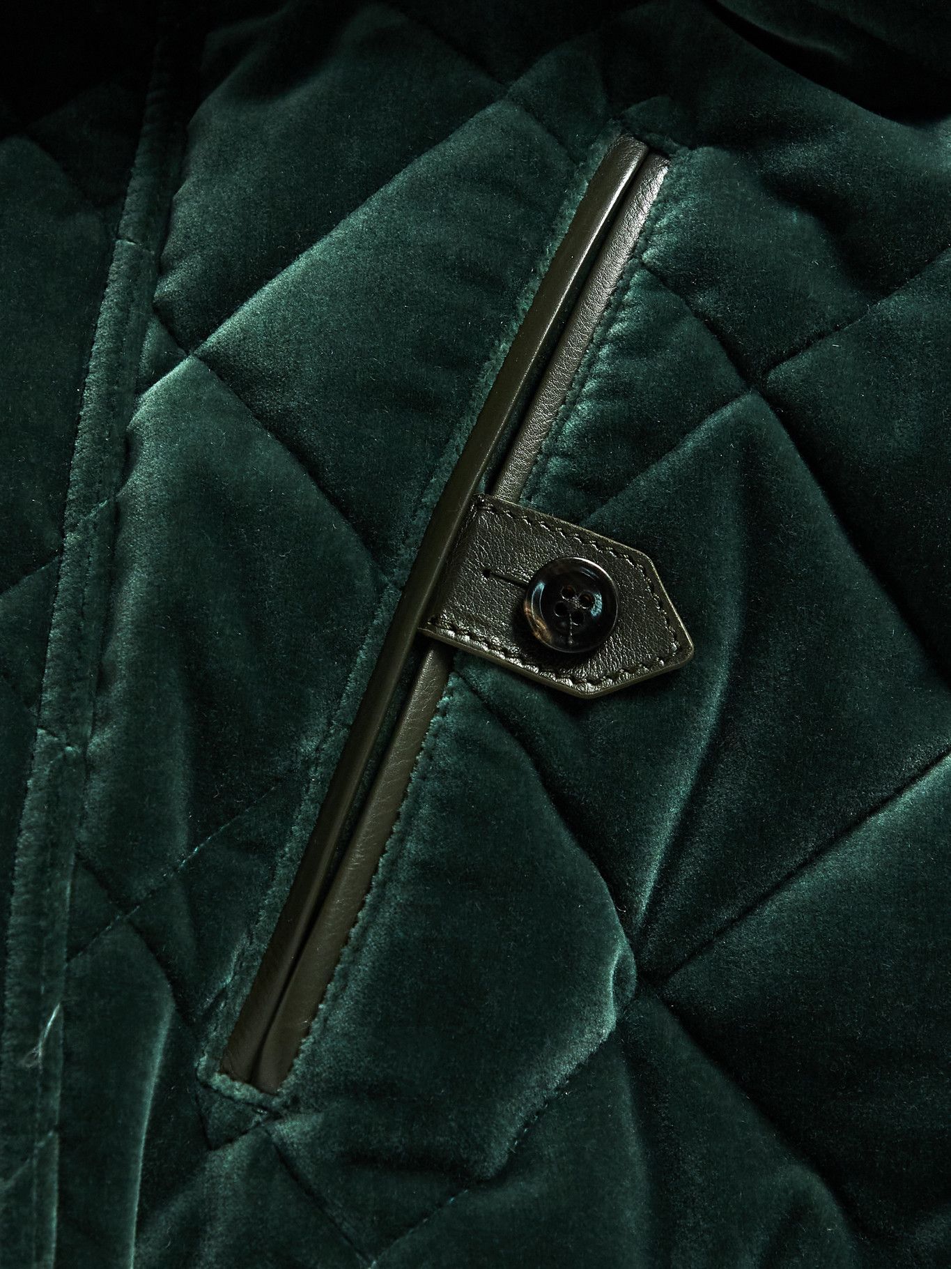 TOM FORD - Leather-Trimmed Quilted Cotton-Velvet Blouson Jacket 