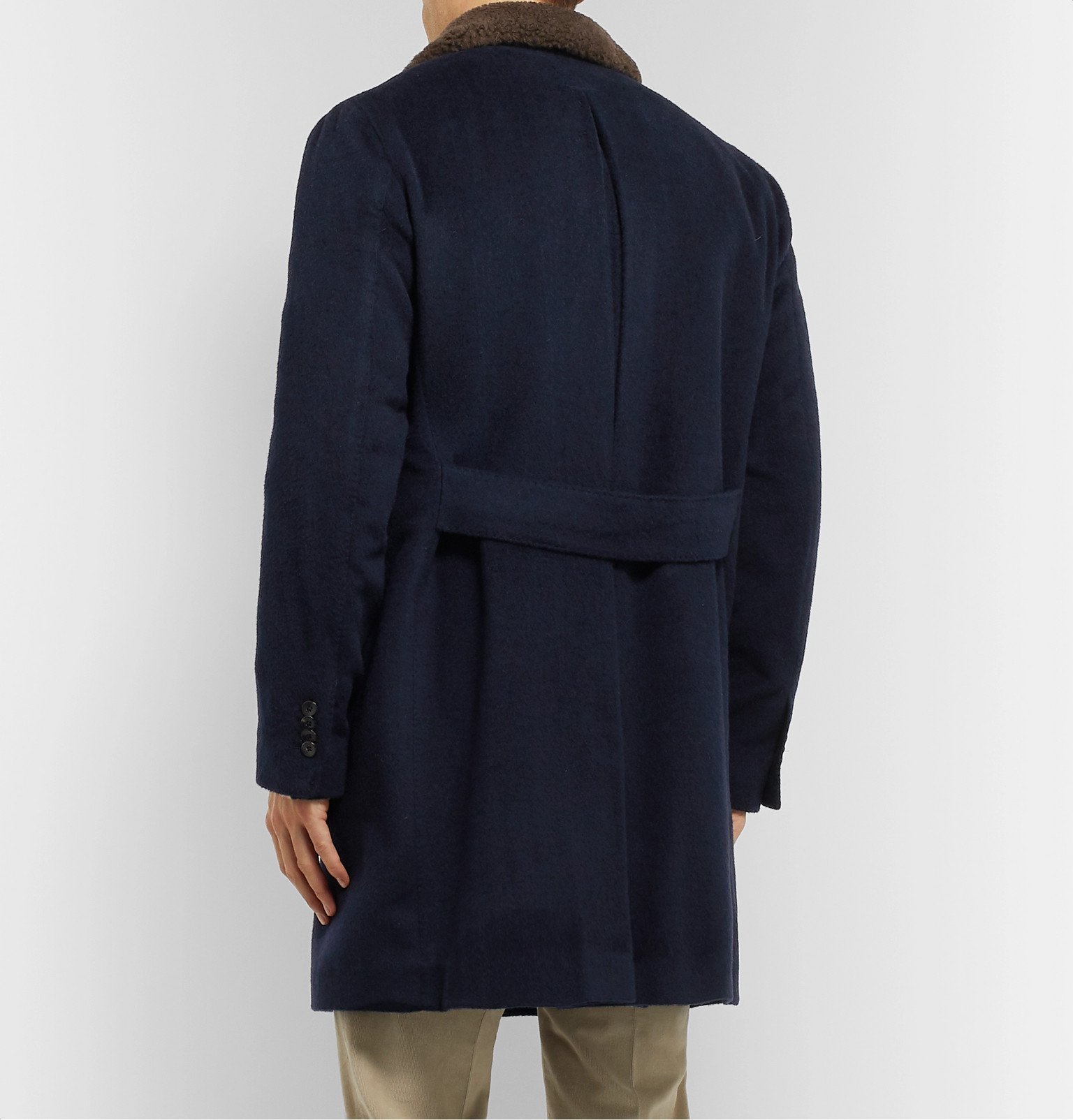 Boglioli - Faux Shearling-Trimmed Virgin Wool Coat - Blue Boglioli