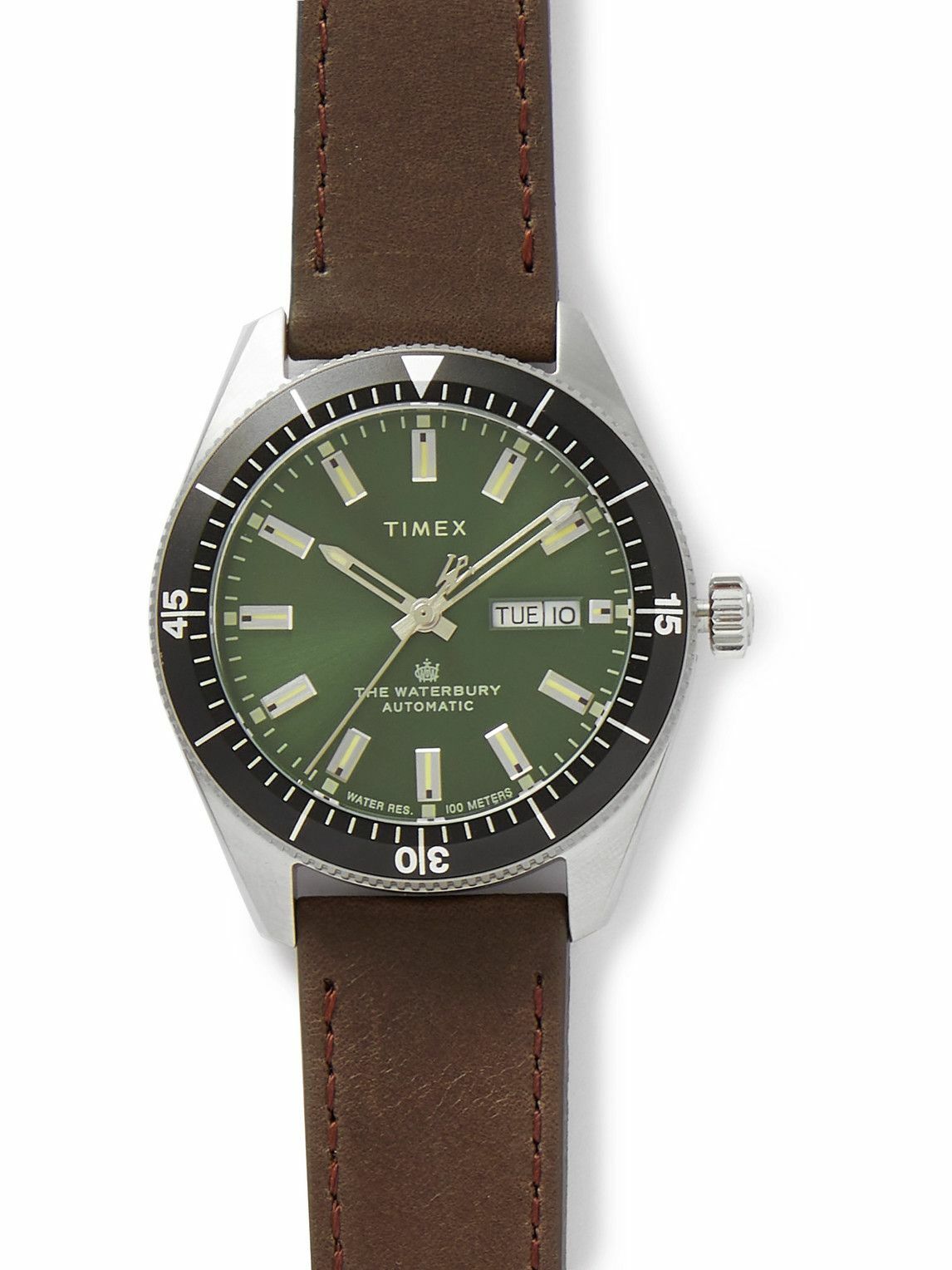 Timex Waterbury Dive Automatic 40mm Stainless Steel And Leather Watch Timex 5618