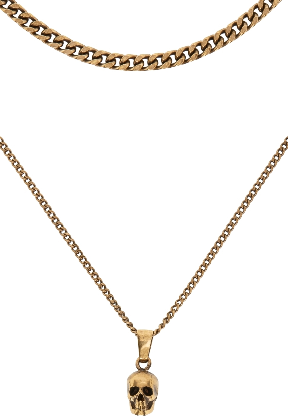 alexander mcqueen gold skull necklace