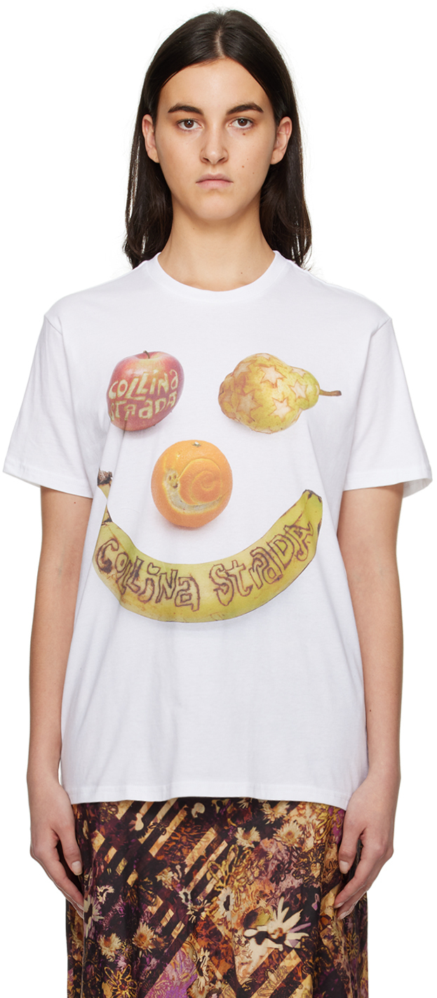 Collina Strada White Fruit Print T-Shirt Collina Strada