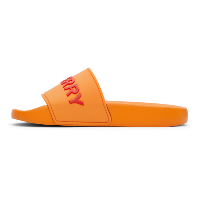 Burberry Orange Furley Slides Burberry