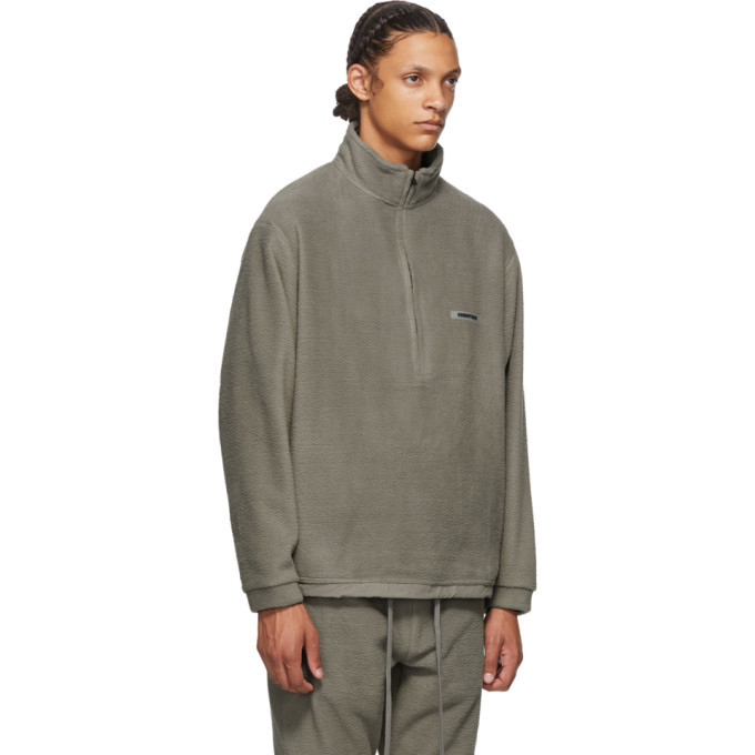 essentials grey polar fleece sweater