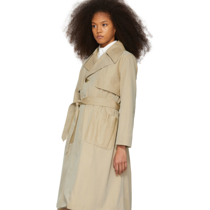 tan double breasted trench coat