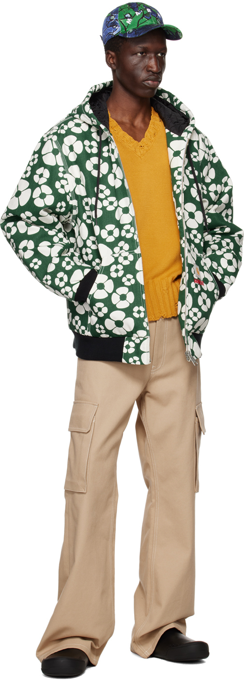 Marni Green & White Carhartt WIP Edition Floral Jacket
