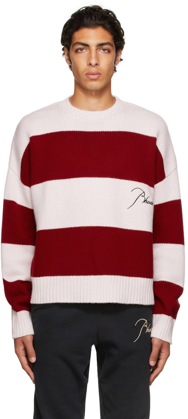 red sweater with one white stripe