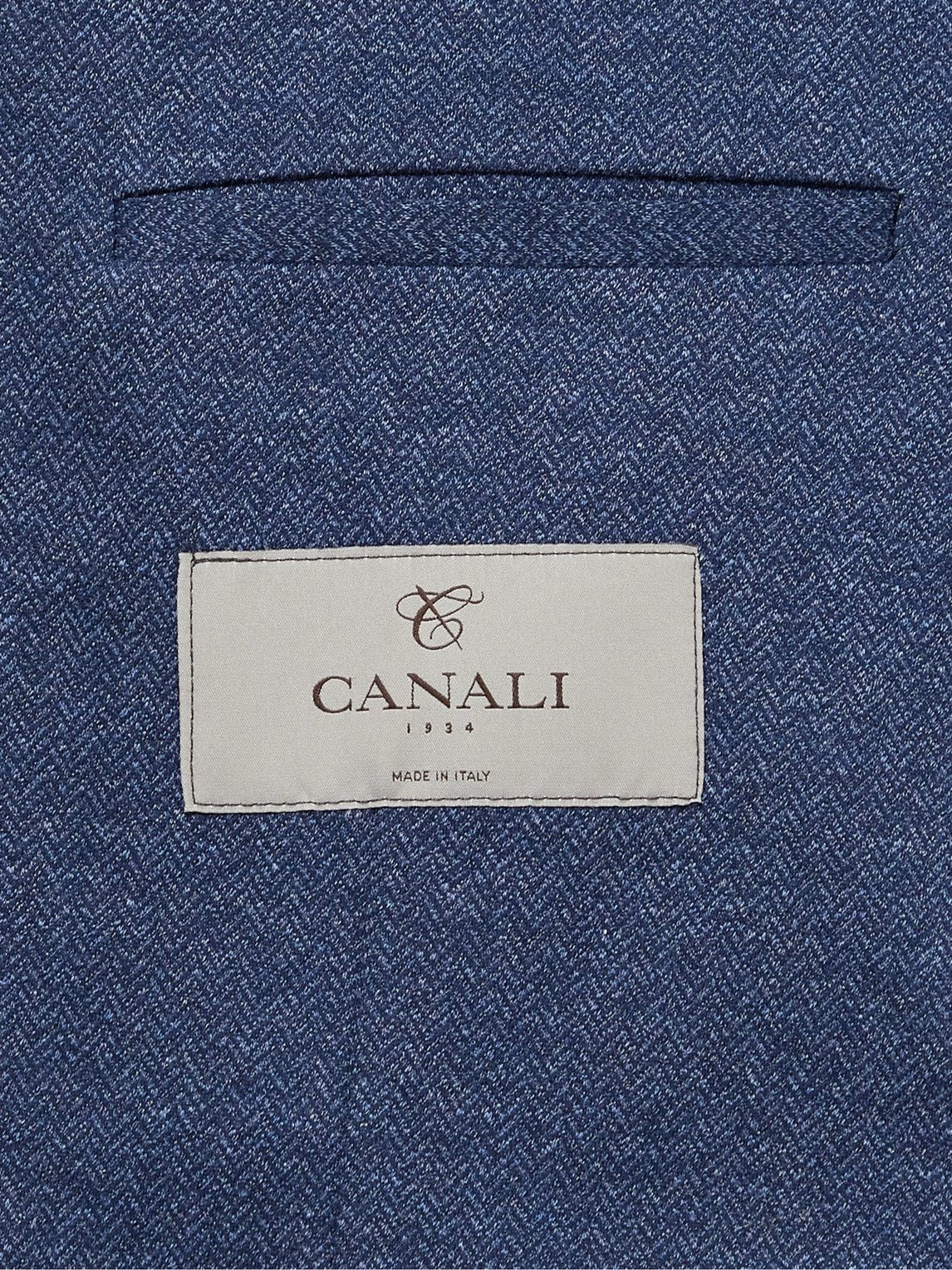 Canali - Unstructured Herringbone Cotton-Blend Jersey Blazer - Blue Canali