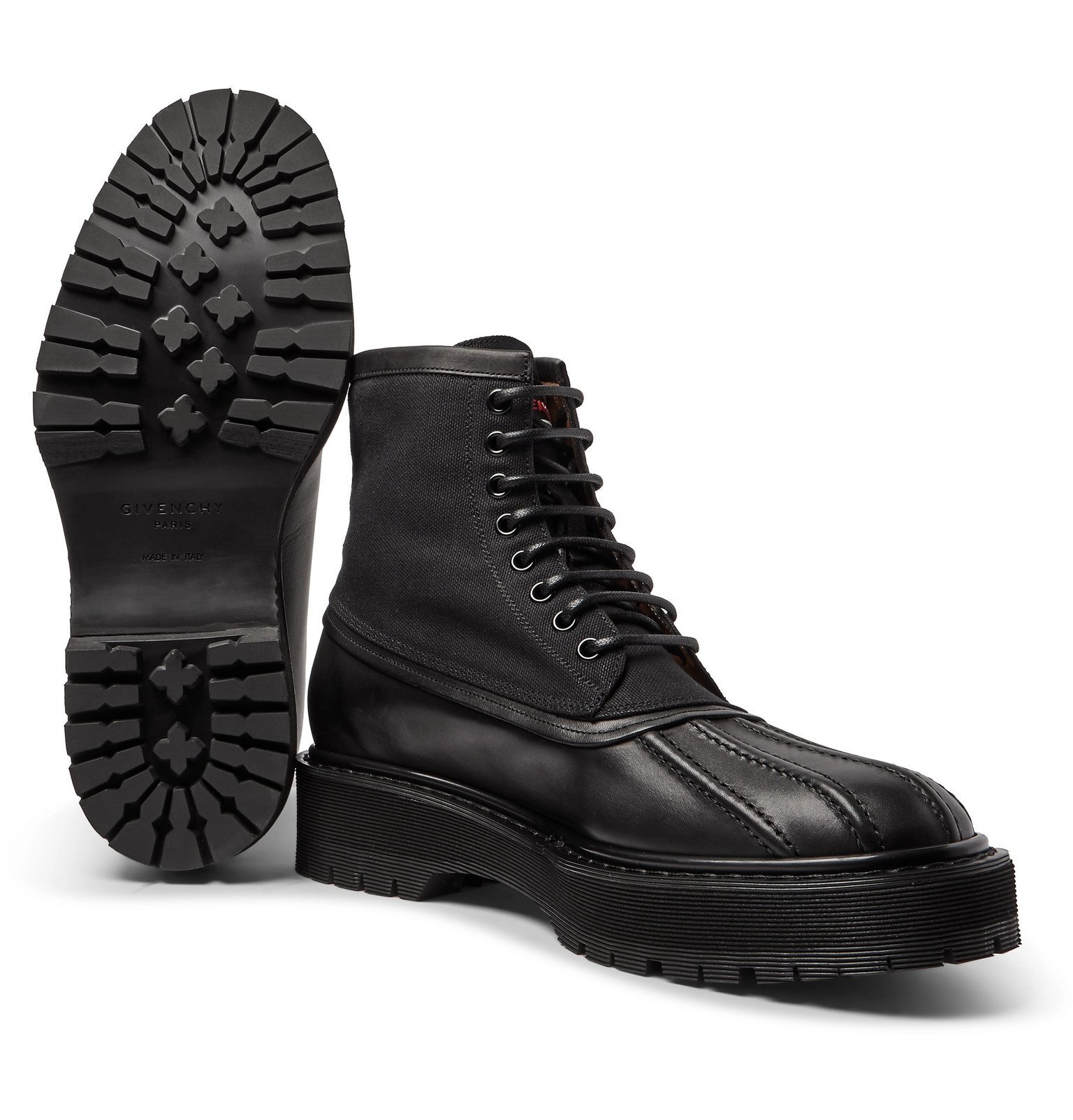 mens leather and canvas boots