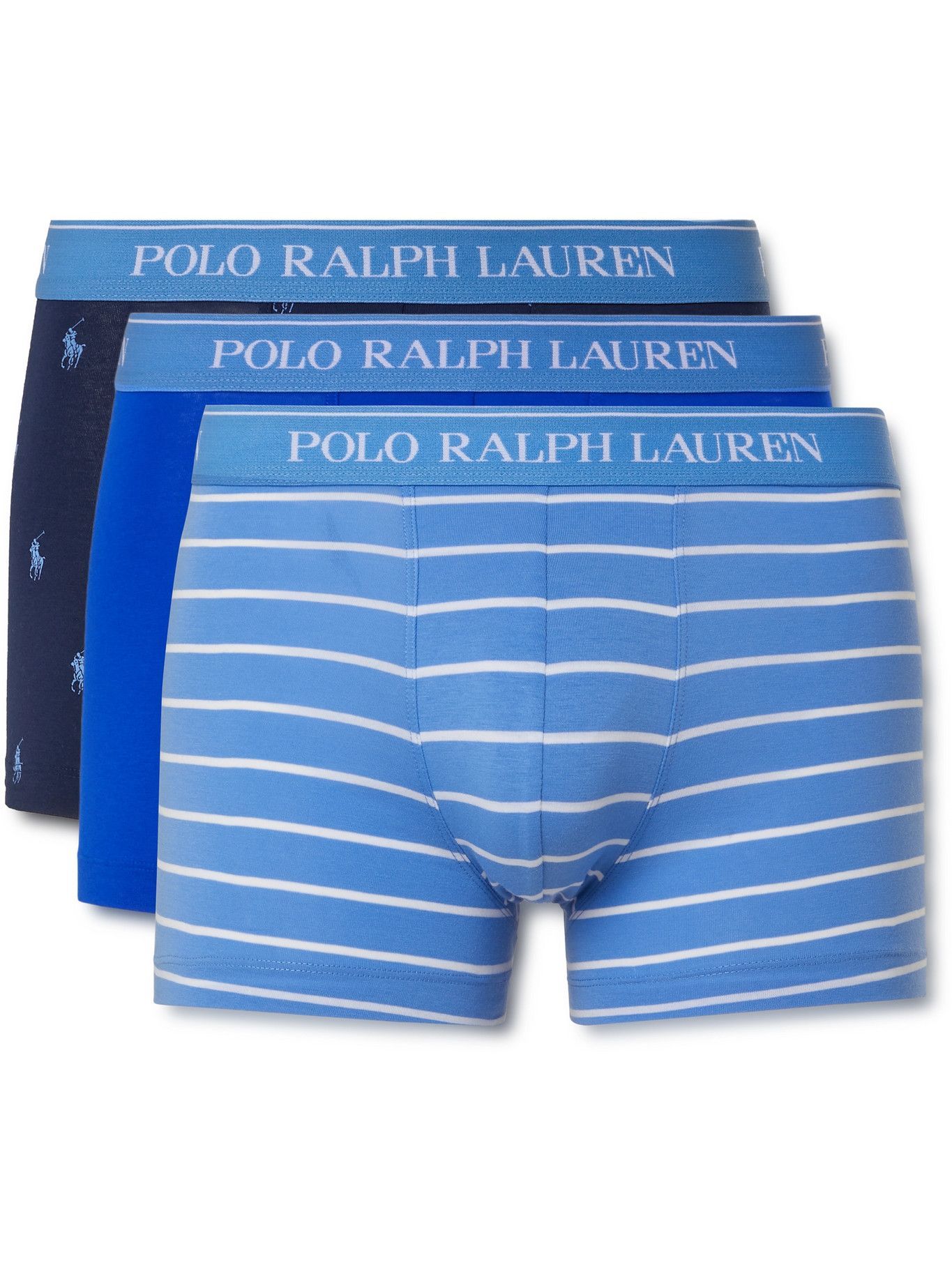 POLO RALPH LAUREN - Three-Pack Stretch-Cotton Boxer Briefs - Blue Polo  Ralph Lauren