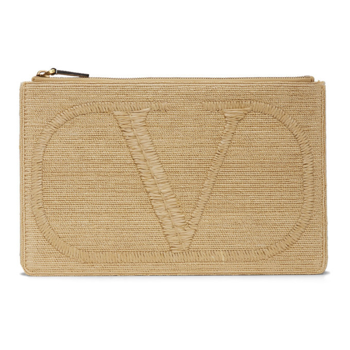 valentino raffia pouch