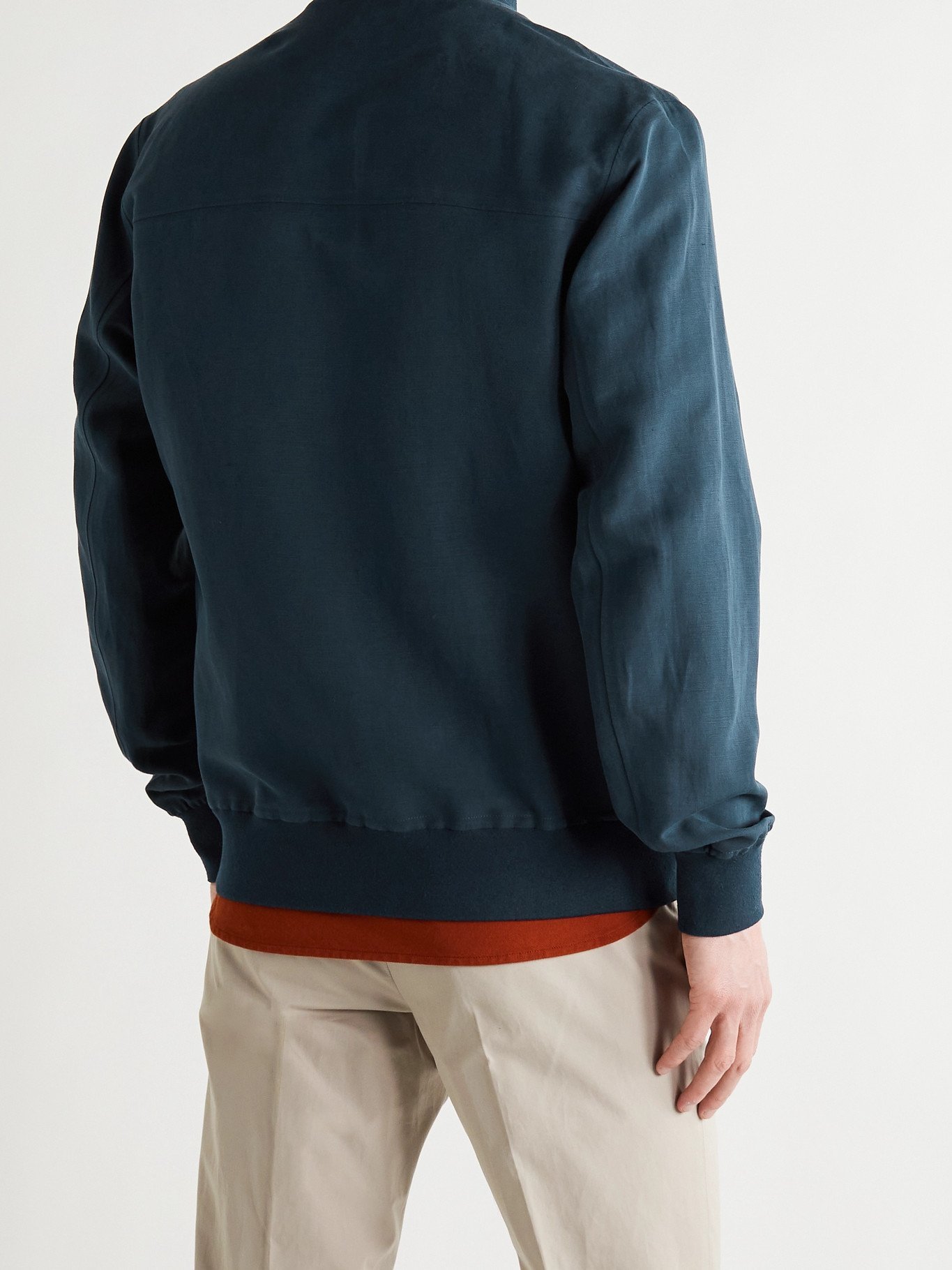 LORO PIANA - Ivy Linen and Silk-Blend Bomber Jacket - Blue Loro Piana