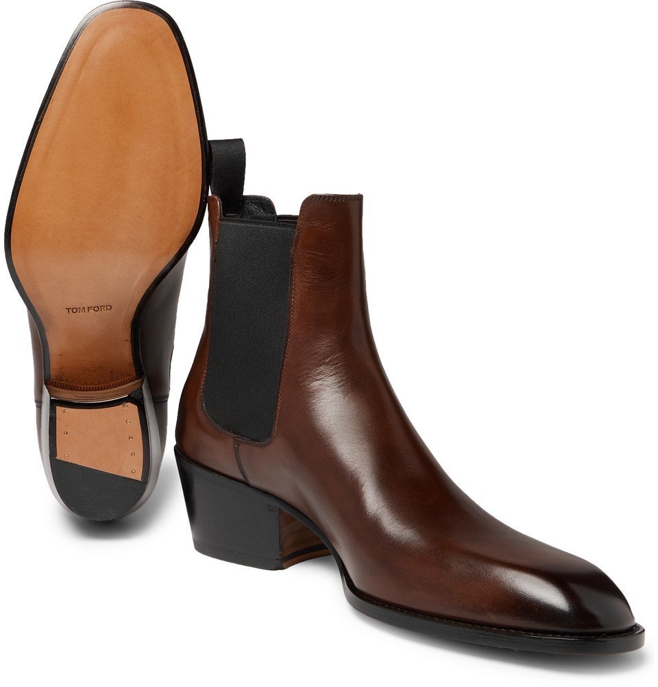 TOM FORD - Webster Burnished-Leather Chelsea Boots - Men - Brown TOM FORD