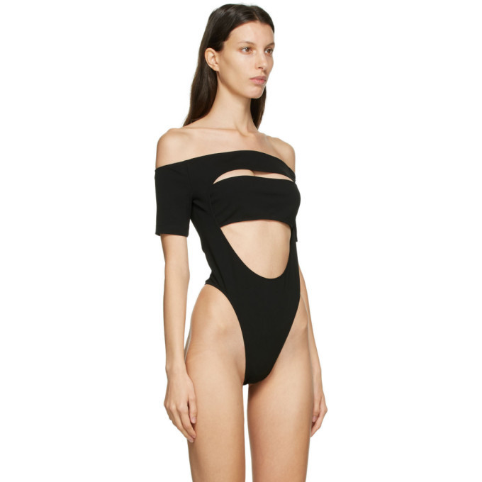 mugler off shoulder bodysuit