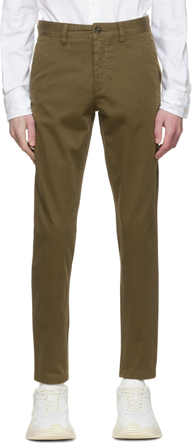 green tapered trousers