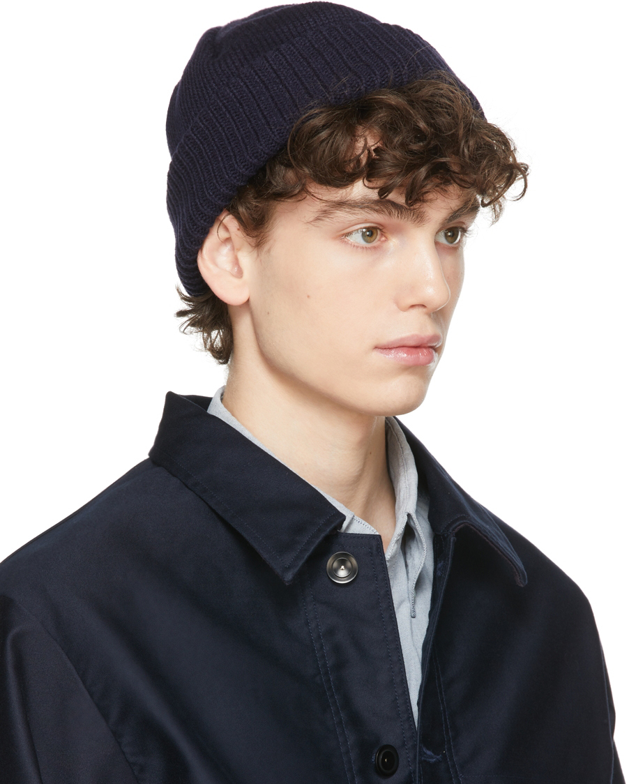 Nanamica Navy Knit Wool Beanie Nanamica