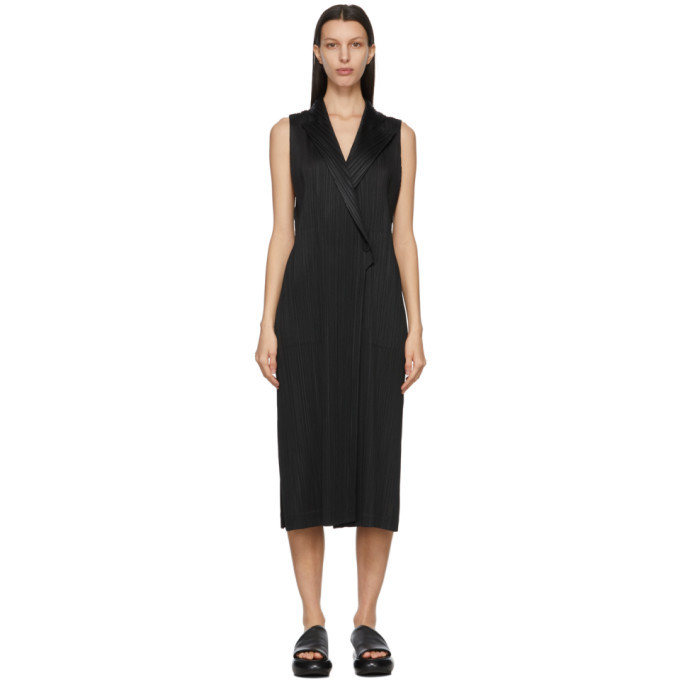 Pleats Please Issey Miyake Black Light Mannish Long Dress Pleats Please ...