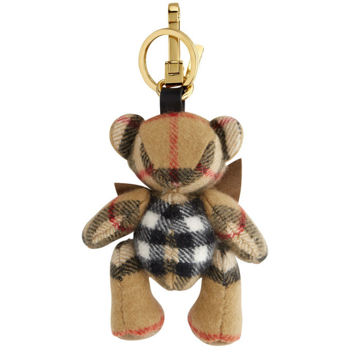 Burberry Beige Cashmere Vintage Check Thomas Bear Keychain Burberry