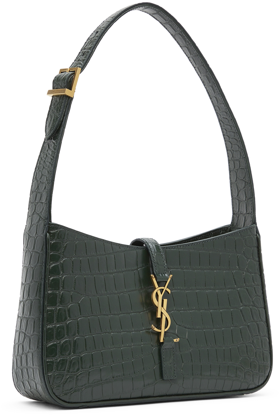 Saint Laurent Green Croc 'Le 5 à 7' Shoulder Bag Saint Laurent