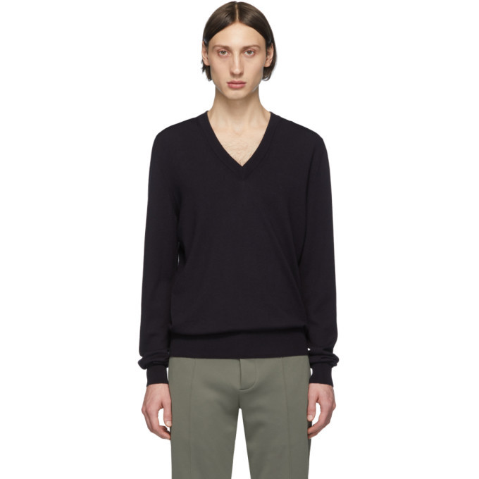 navy sweater with elbow patches