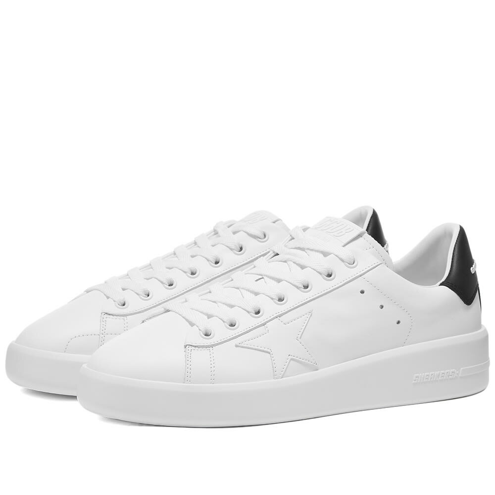 Golden Goose Women's Pure Star Leather Sneakers in White/Black Golden