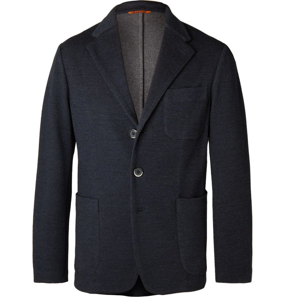 Barena - Midnight-Blue Slim-Fit Unstructured Cotton-Blend Jersey Blazer ...