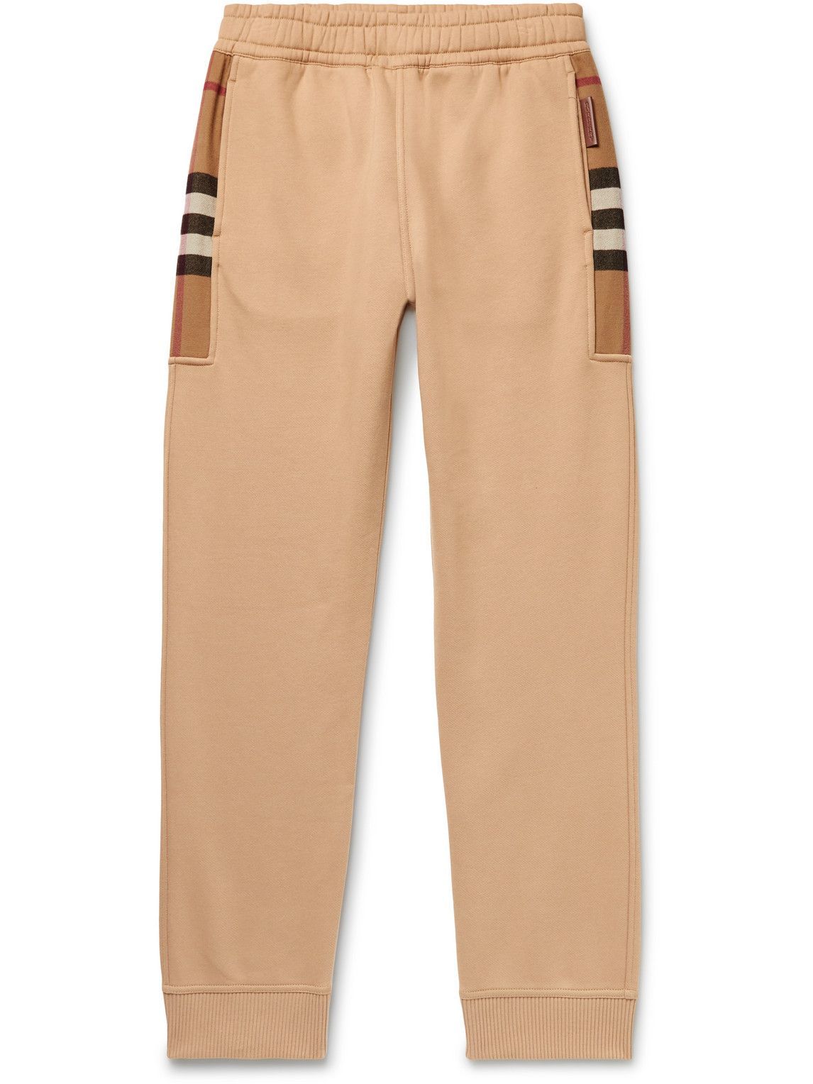 Photo: Burberry - Slim-Fit Tapered Checked Cotton-Blend Jersey Sweatpants - Brown