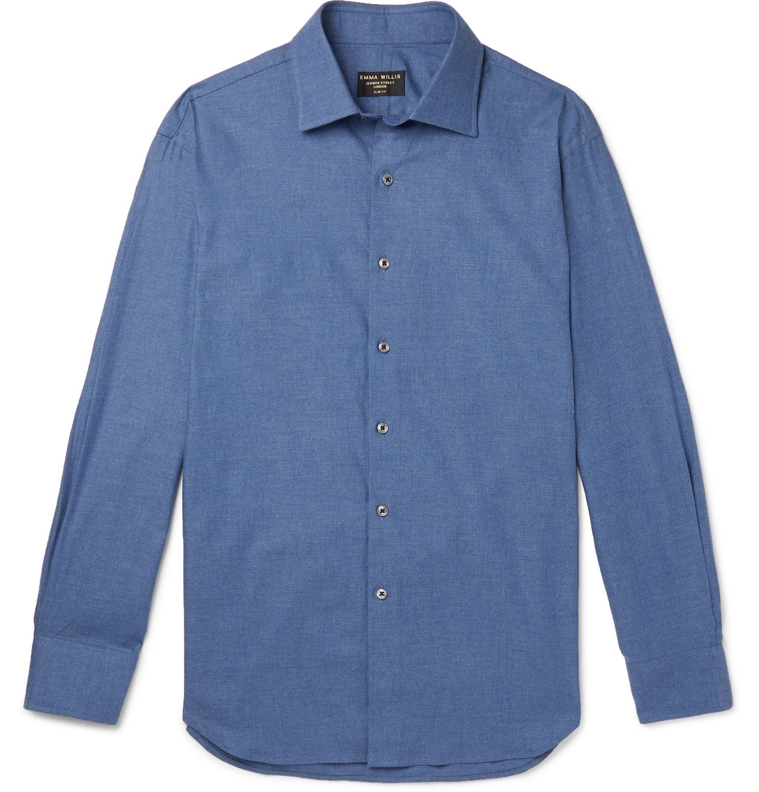 Emma Willis - Slim-Fit Mélange Cotton-Twill Shirt - Blue Emma Willis