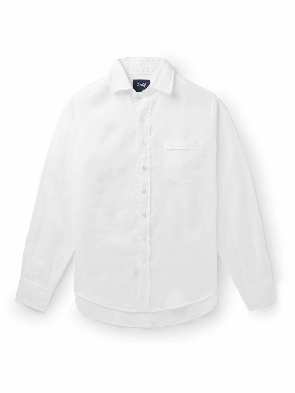 Drake's - Spread-Collar Linen Shirt - White Drake's