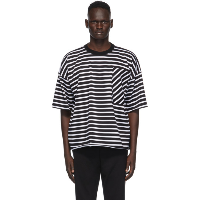 N.Hoolywood Black and White Striped T-Shirt N.Hoolywood