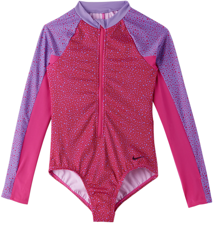 Nike Kids Pink Zip OnePiece Swimsuit Nike