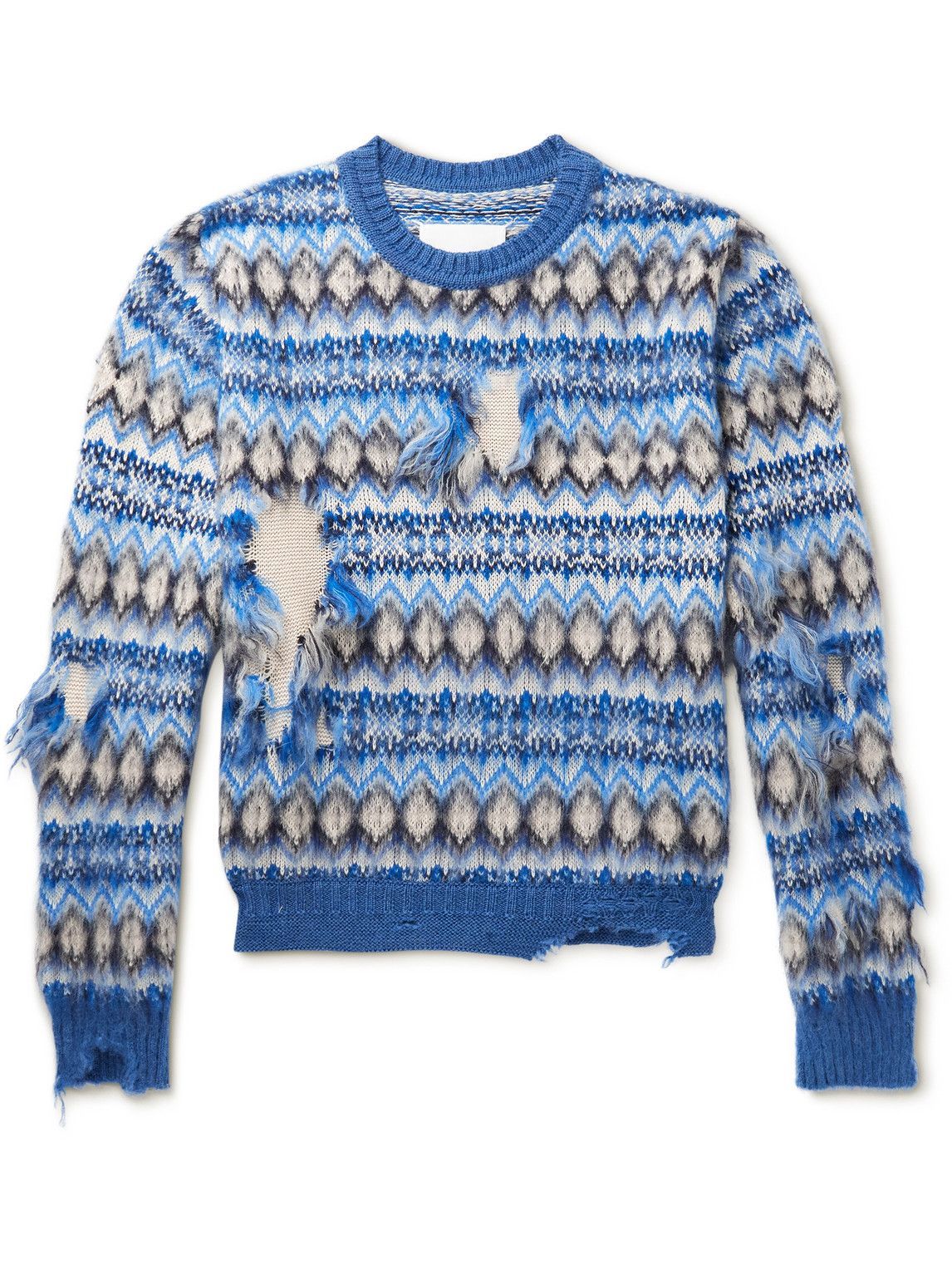 Maison Margiela - Slim-Fit Distressed Fair Isle Wool and Cotton-Blend ...