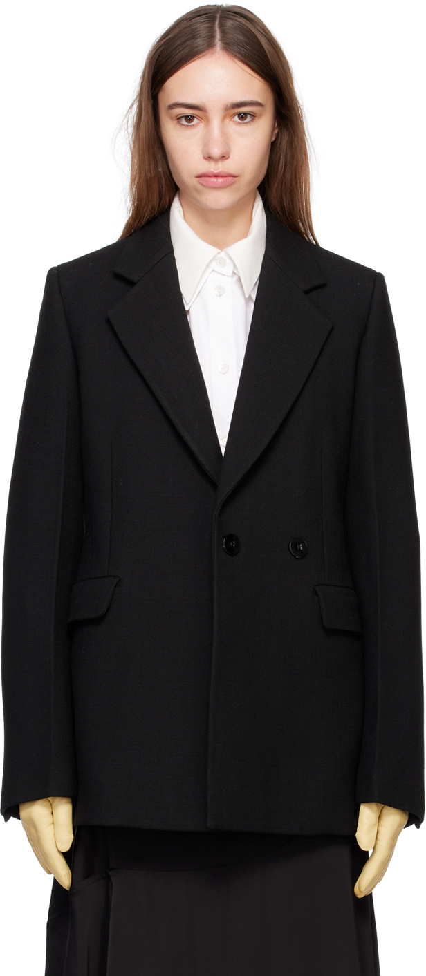 Jil Sander Black Gathered Blazer Jil Sander