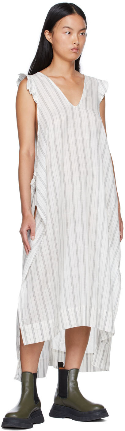 GANNI White Organic Cotton Midi Dress GANNI