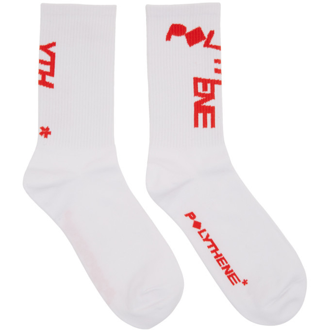 Polythene* Optics White and Red Jacquard Socks Polythene* Optics