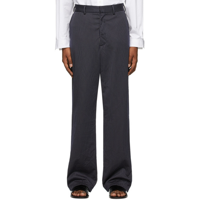 VETEMENTS Navy Pinstripe Relaxed 